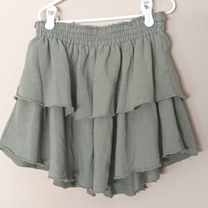 AERIE Weekend Ruffle Layered Mini Skirt,size S